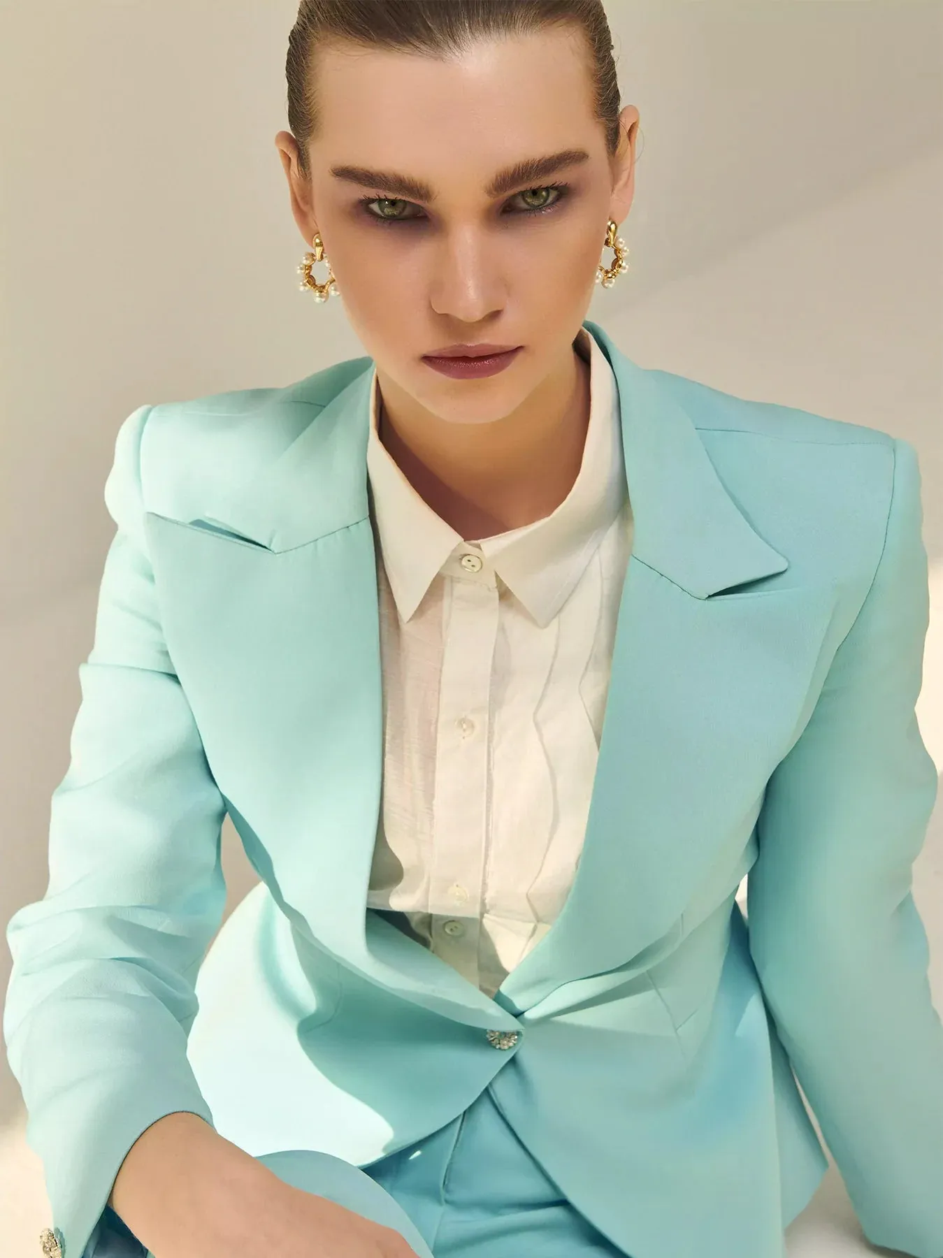 Pastel Blue Tailored blazer and straight trouser Suit
