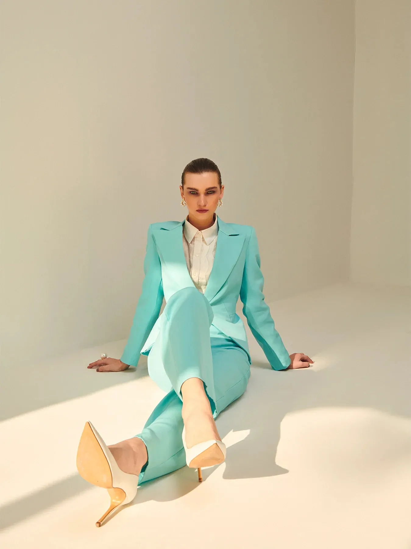 Pastel Blue Tailored blazer and straight trouser Suit
