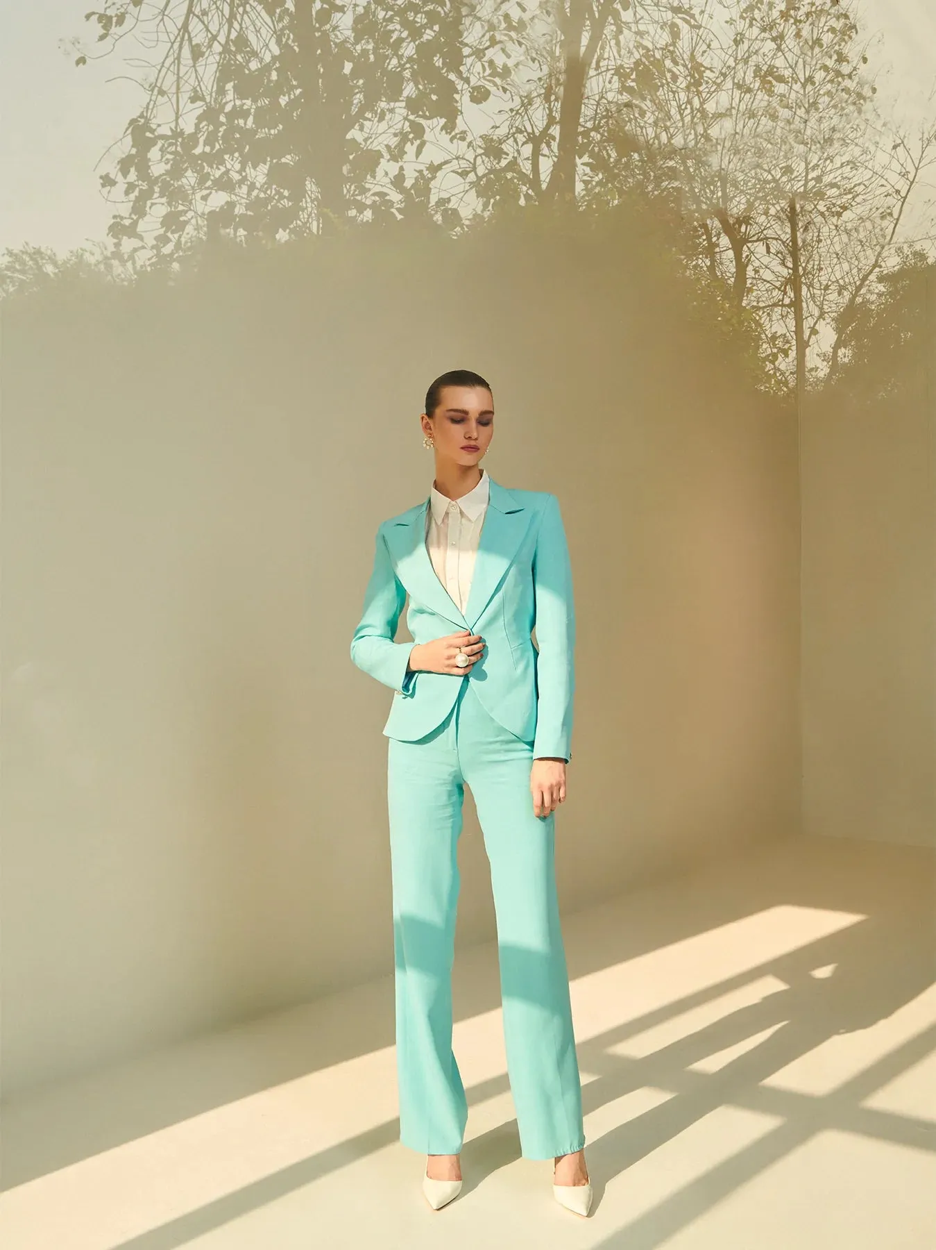 Pastel Blue Tailored blazer and straight trouser Suit