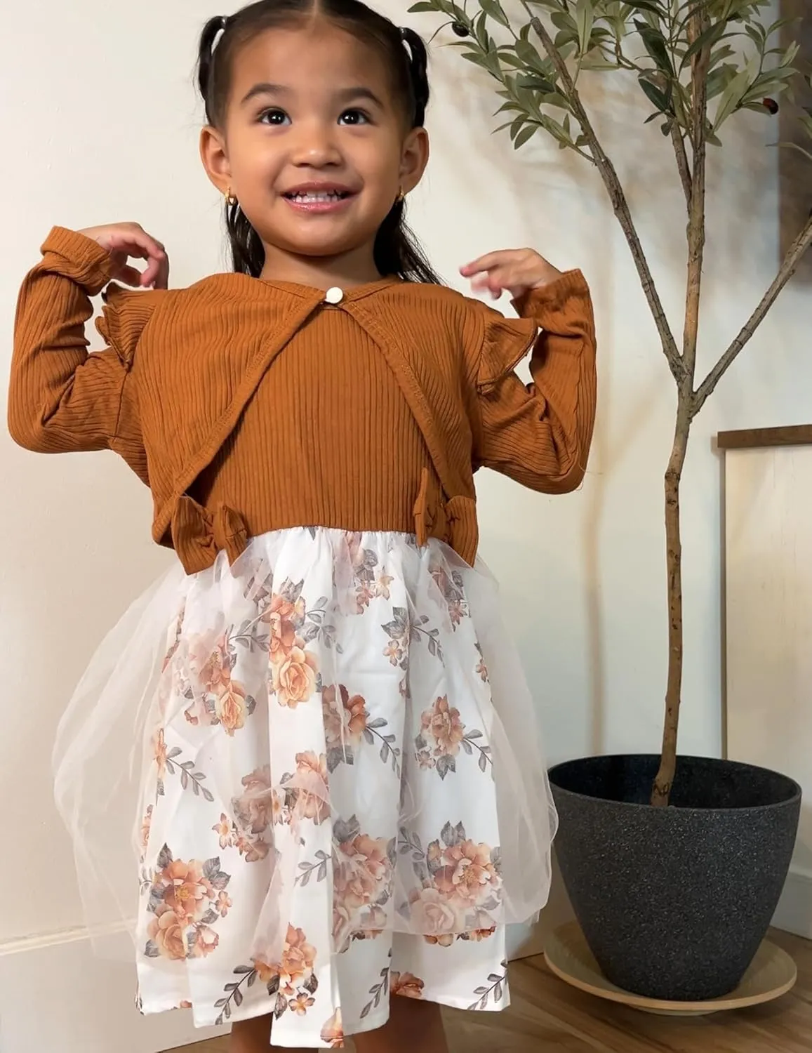 PATPAT Toddler Baby Girls Dress and Cardigan Mesh Sleeveless Playwear Dress and Ruffle Shrug with Headband