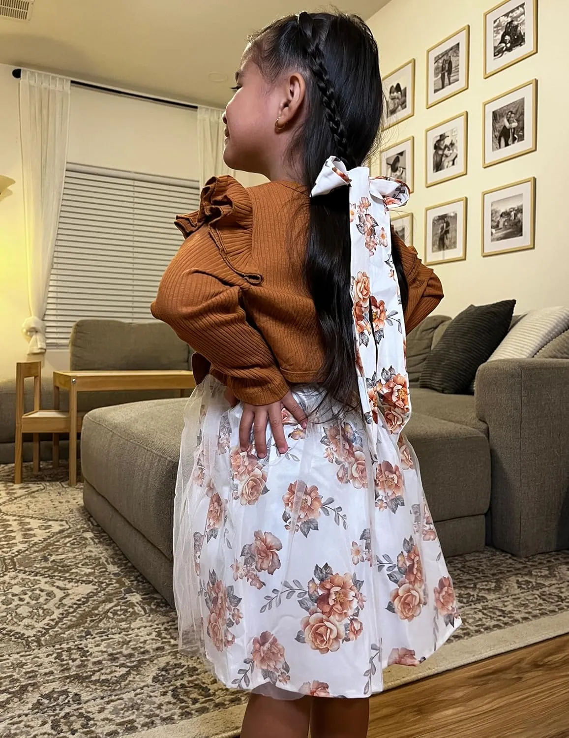 PATPAT Toddler Baby Girls Dress and Cardigan Mesh Sleeveless Playwear Dress and Ruffle Shrug with Headband