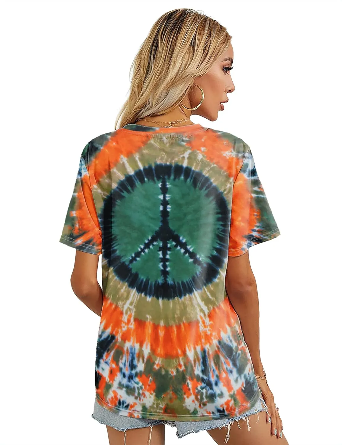 Peace Sign Love T-Shirt for Women Flower Graphic Shirt Hippie Short Sleeve 60s 70s Shirt Inspirational Tee Tops