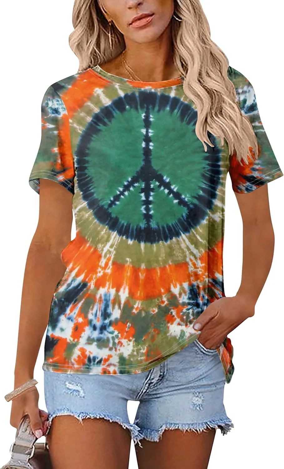 Peace Sign Love T-Shirt for Women Flower Graphic Shirt Hippie Short Sleeve 60s 70s Shirt Inspirational Tee Tops