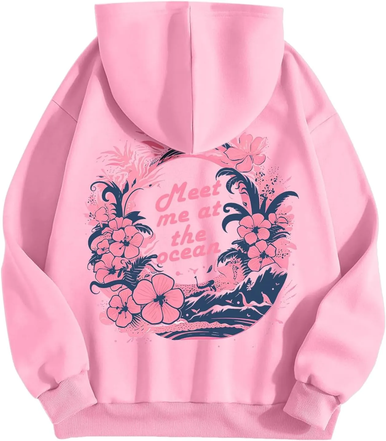 Pink Graphic Hoodie for Women Cute Preppy Sweatshirt Long Sleeve Pink Puff Graphic Pullover for Teen Girls