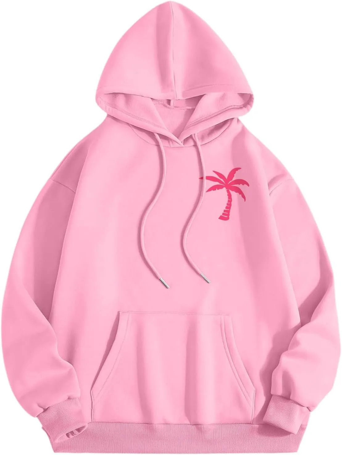 Pink Graphic Hoodie for Women Cute Preppy Sweatshirt Long Sleeve Pink Puff Graphic Pullover for Teen Girls