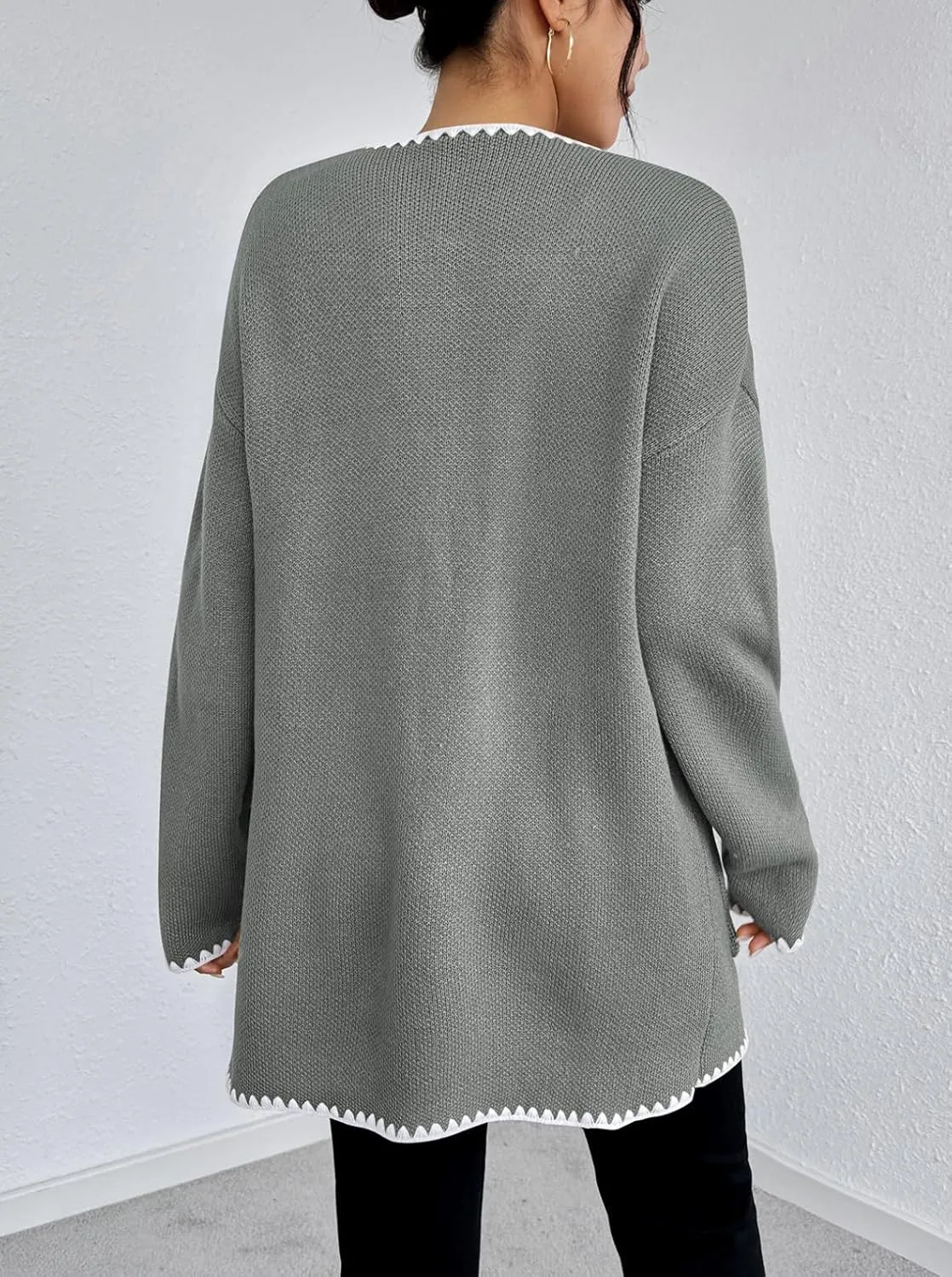 Pink Queen Oversized Long Cardigan for Women Trendy Fall Casual Open Front Long Sleeve Chunky Sweater Coat Outerwear