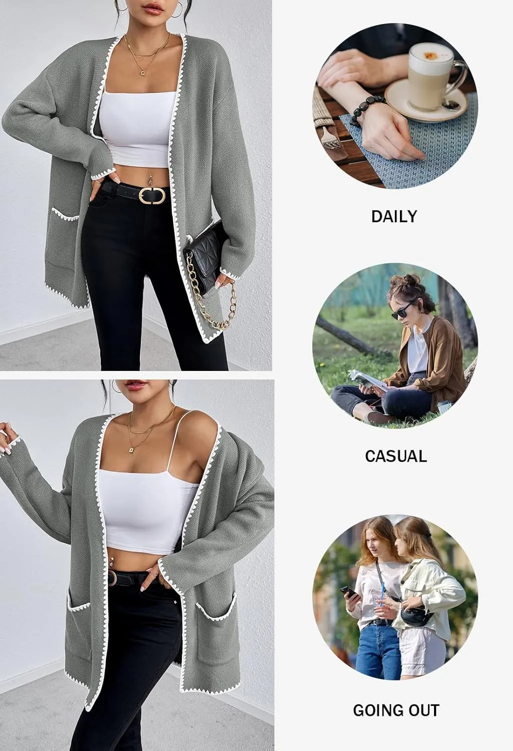 Pink Queen Oversized Long Cardigan for Women Trendy Fall Casual Open Front Long Sleeve Chunky Sweater Coat Outerwear
