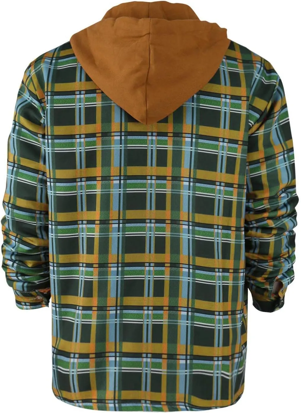 Plaid Jacket Mens Hooded Quilted Lined Flannel Shirt Jacket Long Sleeve Full Zip Jackets Winter Thick Warm Coat
