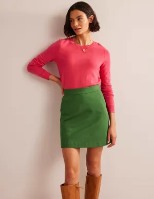 Ponte A-line Mini Skirt-Winter Green