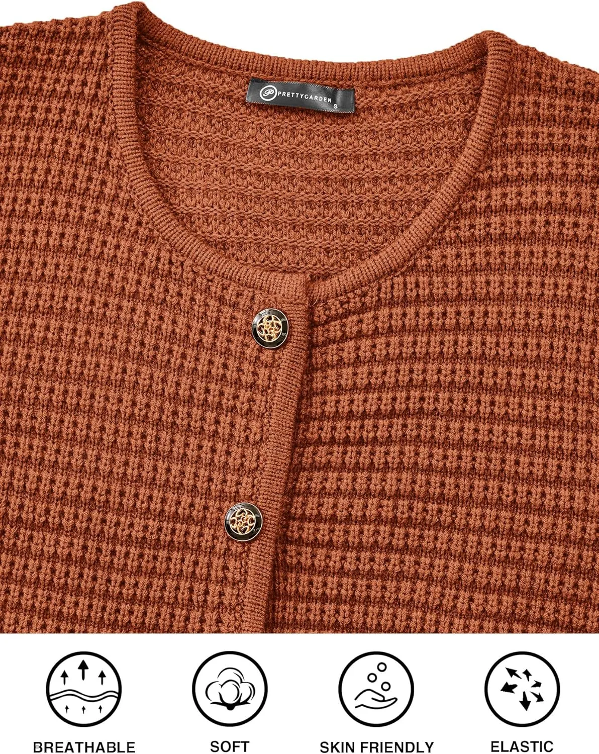 PRETTYGARDEN Women's Knit Cardigan Sweaters Fall Fashion Long Sleeve Open Front Button Down Trendy Casual Sweater Jacket