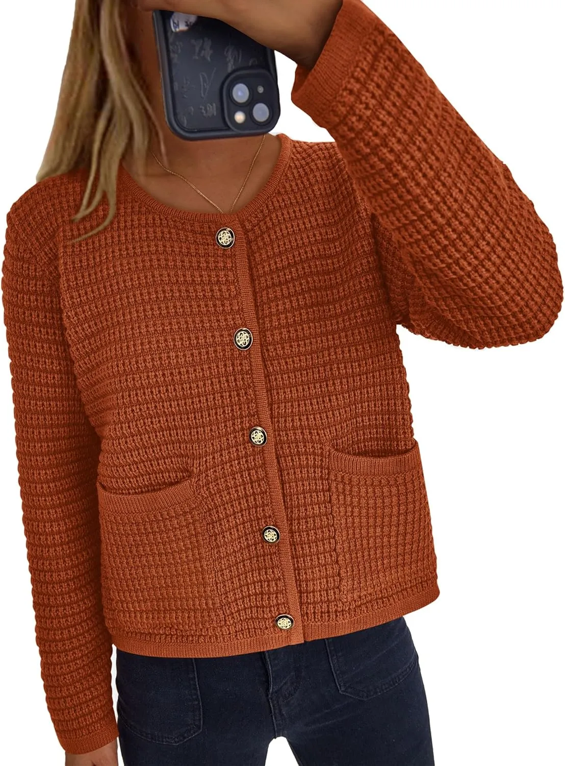 PRETTYGARDEN Women's Knit Cardigan Sweaters Fall Fashion Long Sleeve Open Front Button Down Trendy Casual Sweater Jacket
