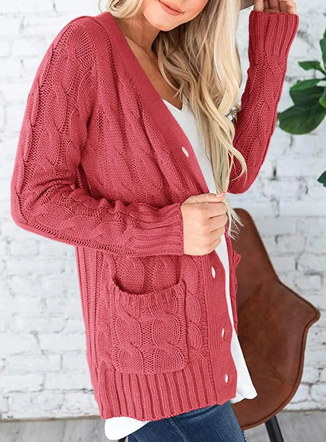 PRETTYGARDEN Women's Open Front Cardigan Sweaters Fall Fashion Button Down Cable Knit Chunky Winter Outerwear Coats