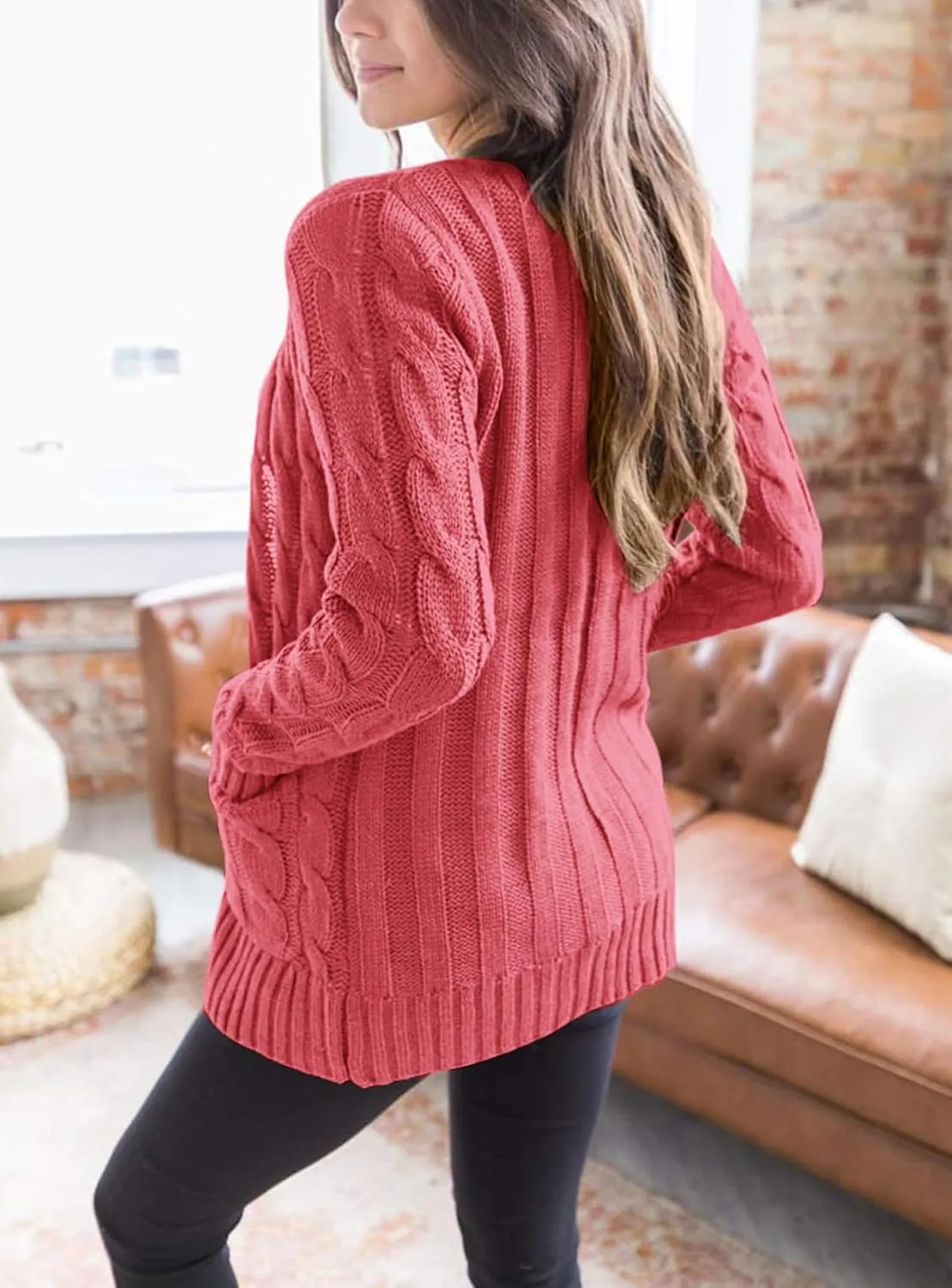 PRETTYGARDEN Women's Open Front Cardigan Sweaters Fall Fashion Button Down Cable Knit Chunky Winter Outerwear Coats