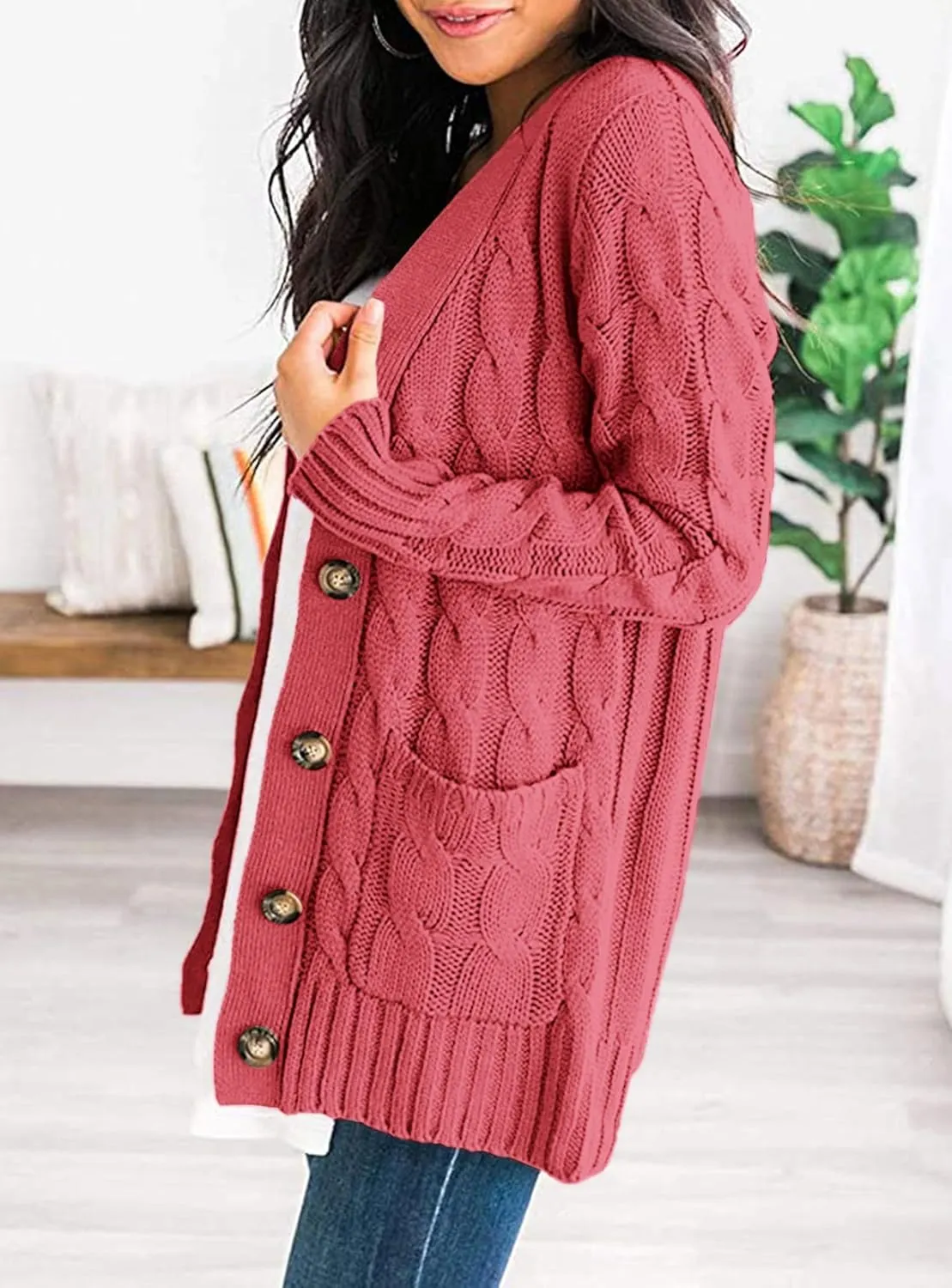 PRETTYGARDEN Women's Open Front Cardigan Sweaters Fall Fashion Button Down Cable Knit Chunky Winter Outerwear Coats