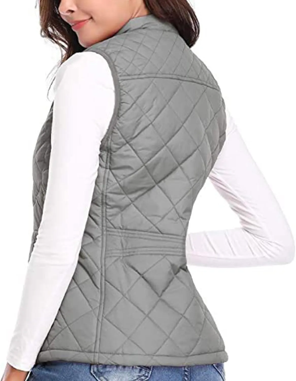 Puffer Vest Women Stand Collar Lightweight Gilet Quilted Zip Vest Sleeveless Winter Down Jackets Warm Vests Outerwear
