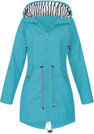Rain Jacket For Women 2025 Spring Lightweight Waterproof Raincoat Windbreaker Outdoor Hooded Trench Coat