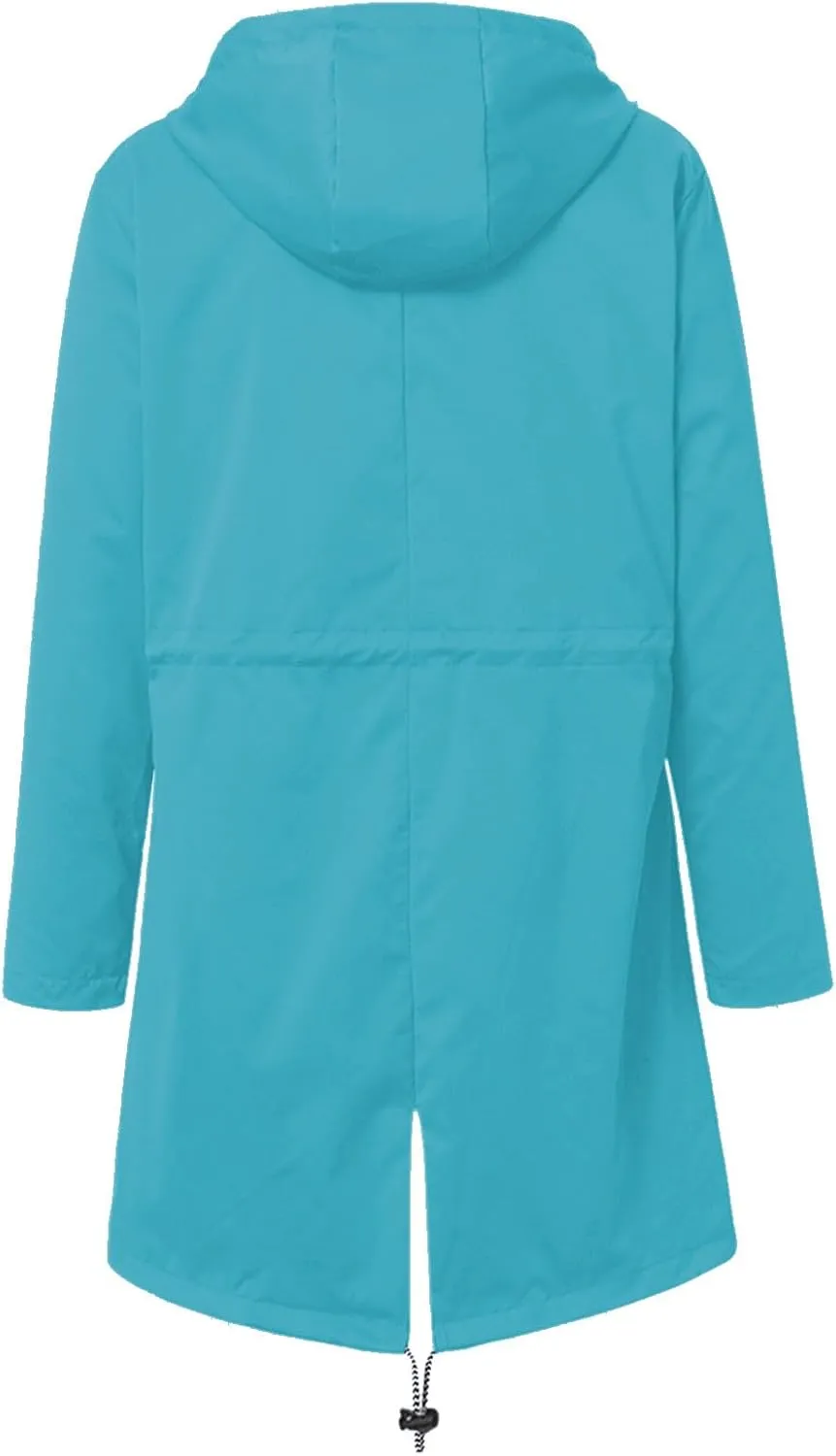 Rain Jacket For Women 2025 Spring Lightweight Waterproof Raincoat Windbreaker Outdoor Hooded Trench Coat