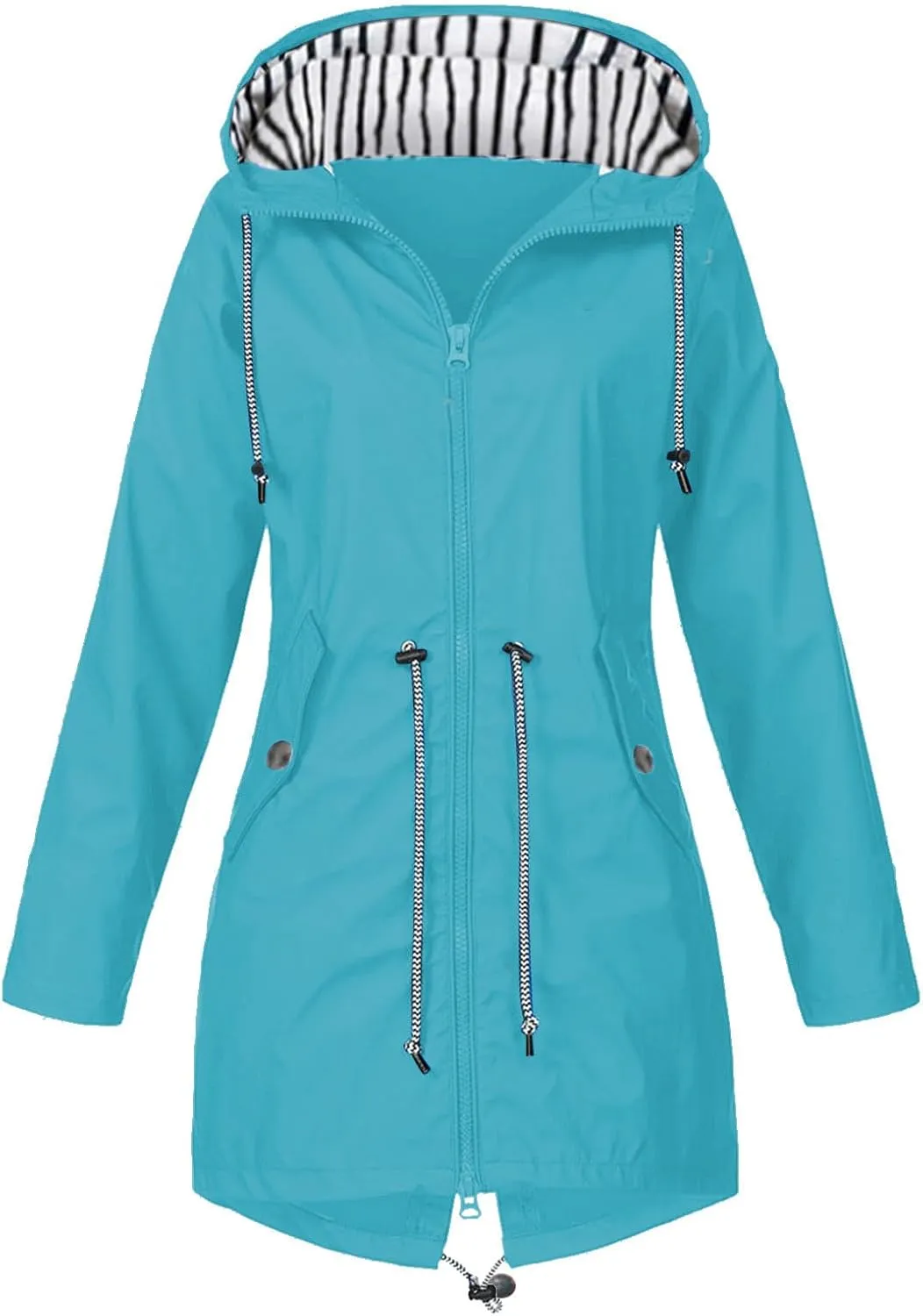Rain Jacket For Women 2025 Spring Lightweight Waterproof Raincoat Windbreaker Outdoor Hooded Trench Coat