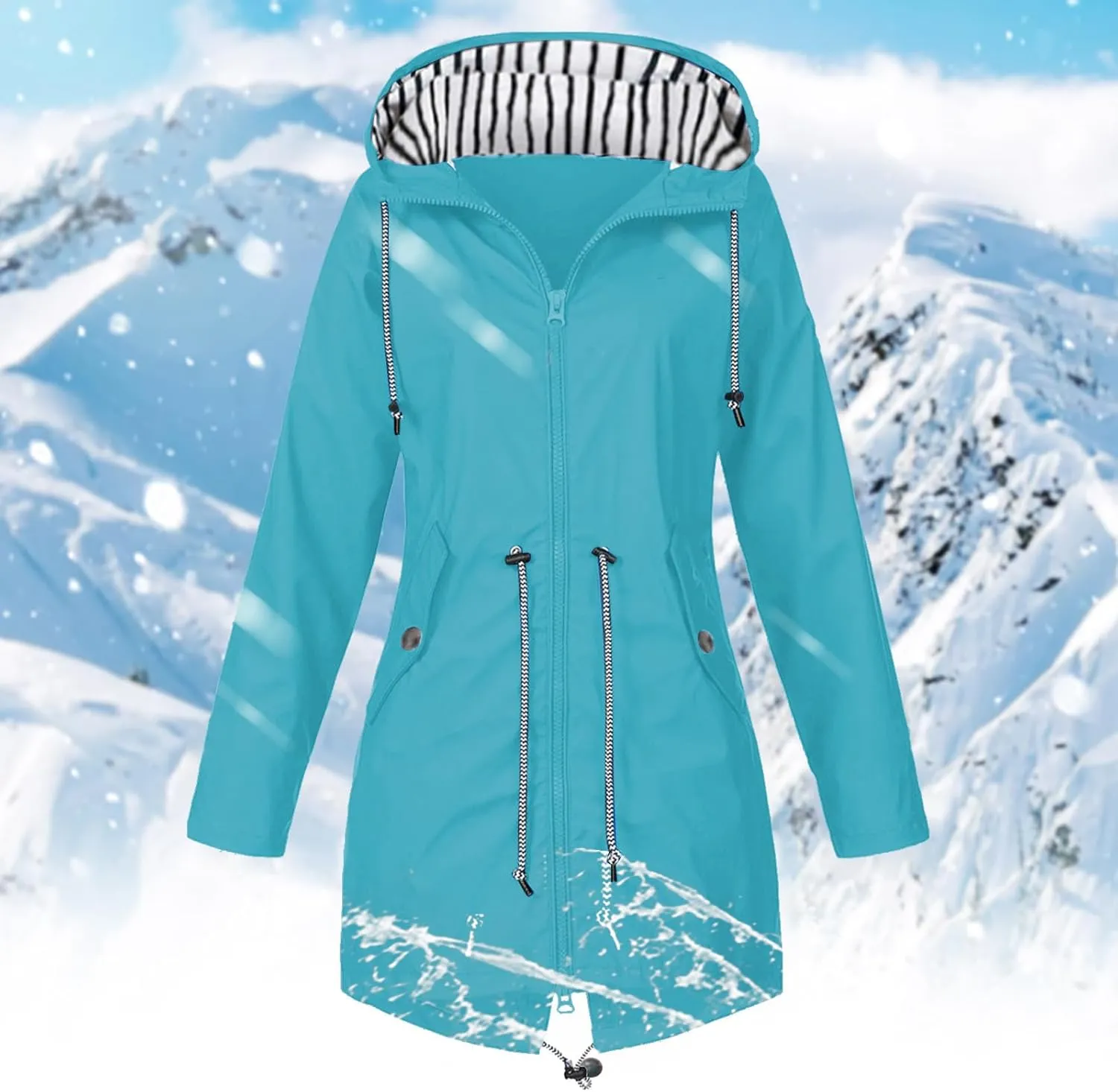 Rain Jacket For Women 2025 Spring Lightweight Waterproof Raincoat Windbreaker Outdoor Hooded Trench Coat