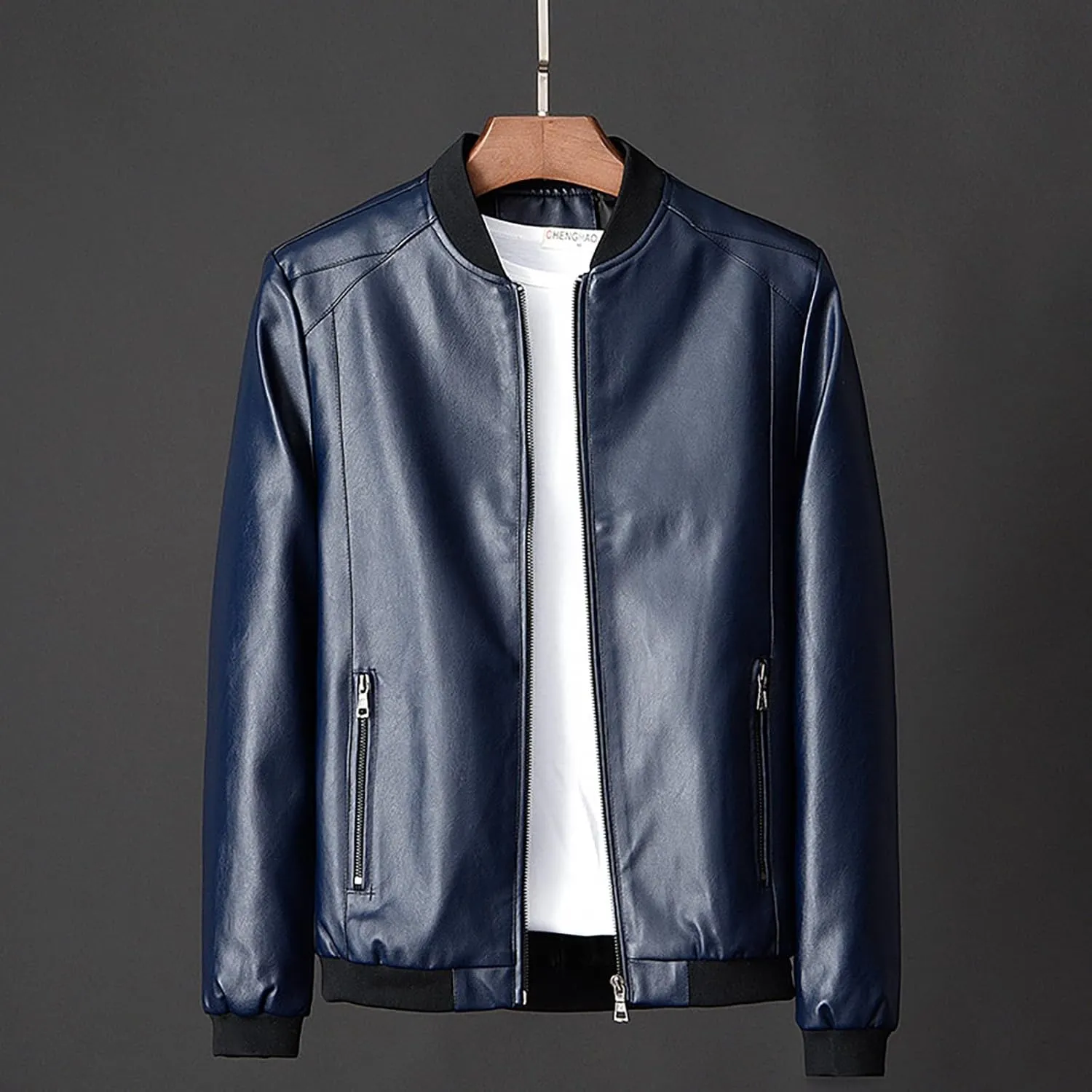 Real Leather Jacket Men Collar Winter Autumn Men Club Coat Long Jacket Stand Men's Coats Jackets Vintage Jacket Men