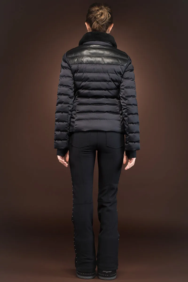 Rhea Limited Edition Shearling Trimmed Technical Ski Jacket - Black