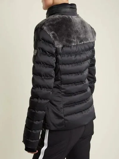 Rhea Limited Edition Shearling Trimmed Technical Ski Jacket - Black
