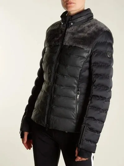 Rhea Limited Edition Shearling Trimmed Technical Ski Jacket - Black