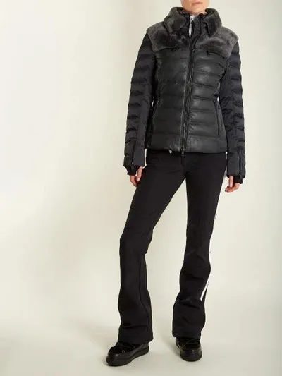 Rhea Limited Edition Shearling Trimmed Technical Ski Jacket - Black