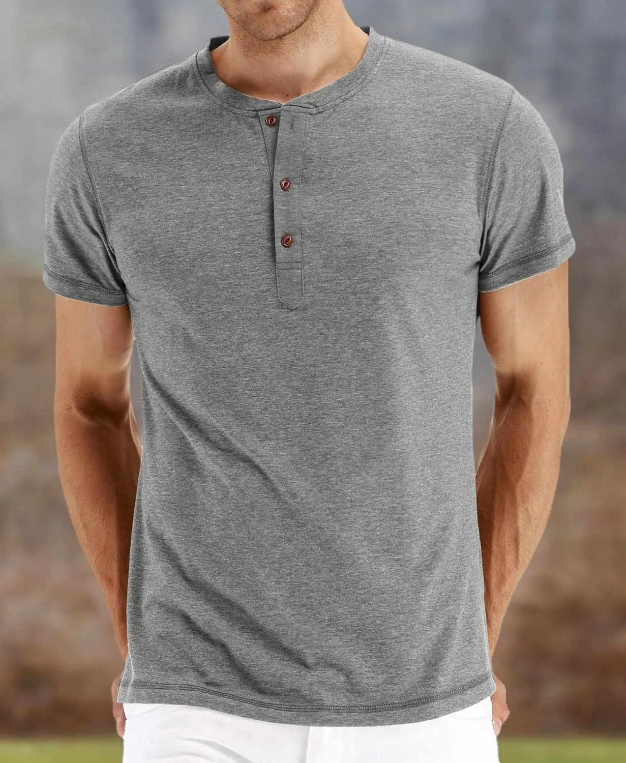 Sailwind Mens Henley Short Sleeve T-Shirt Cotton Casual Shirt