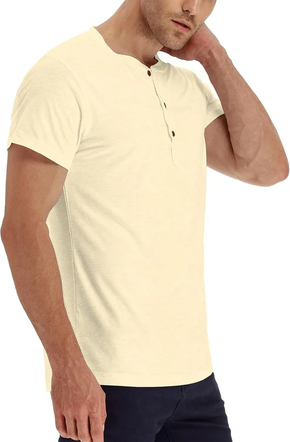 Sailwind Mens Henley Short Sleeve T-Shirt Cotton Casual Shirt