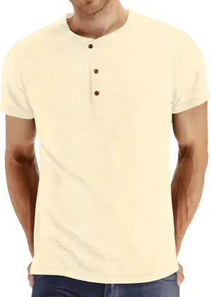 Sailwind Mens Henley Short Sleeve T-Shirt Cotton Casual Shirt