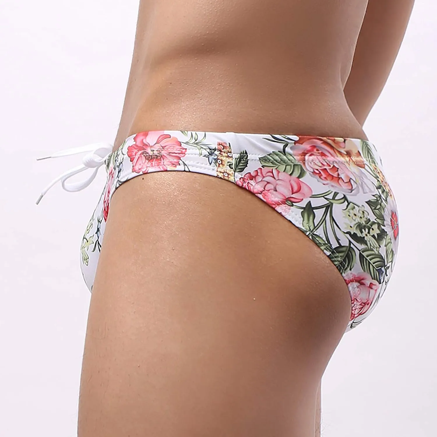 Sexy Swim Briefs for Men Printed Swimsuit Beach Swimwear Bikini Sport Swimming Underwear with Drawstring