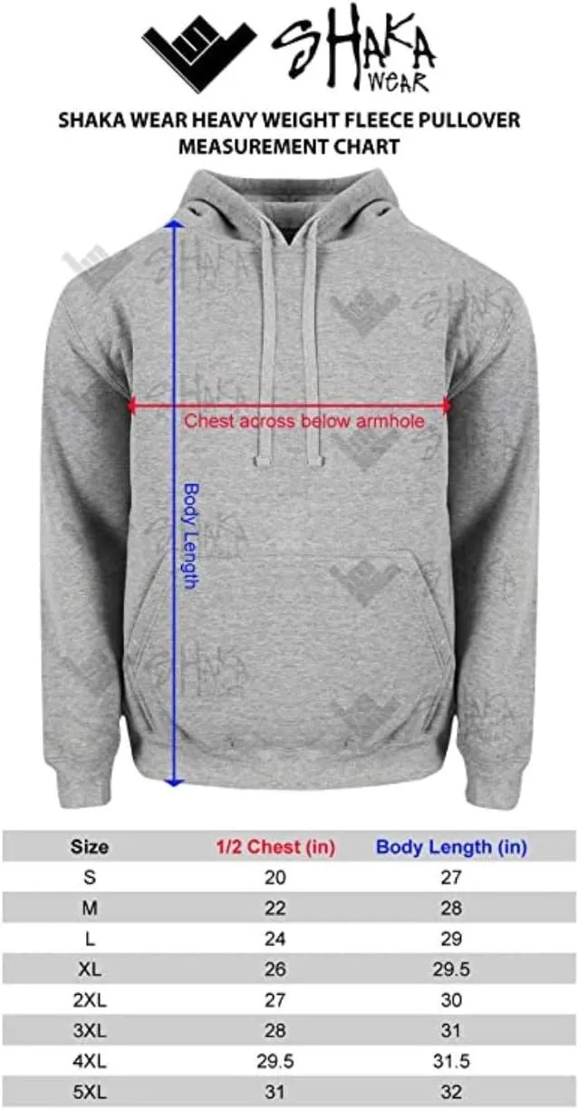 Shaka Wear Mens Mens Hoodie Sweatshirt  Heavyweight Long Sleeve Fleece Soft Warm Casual Hooded Pullover Sweater Top