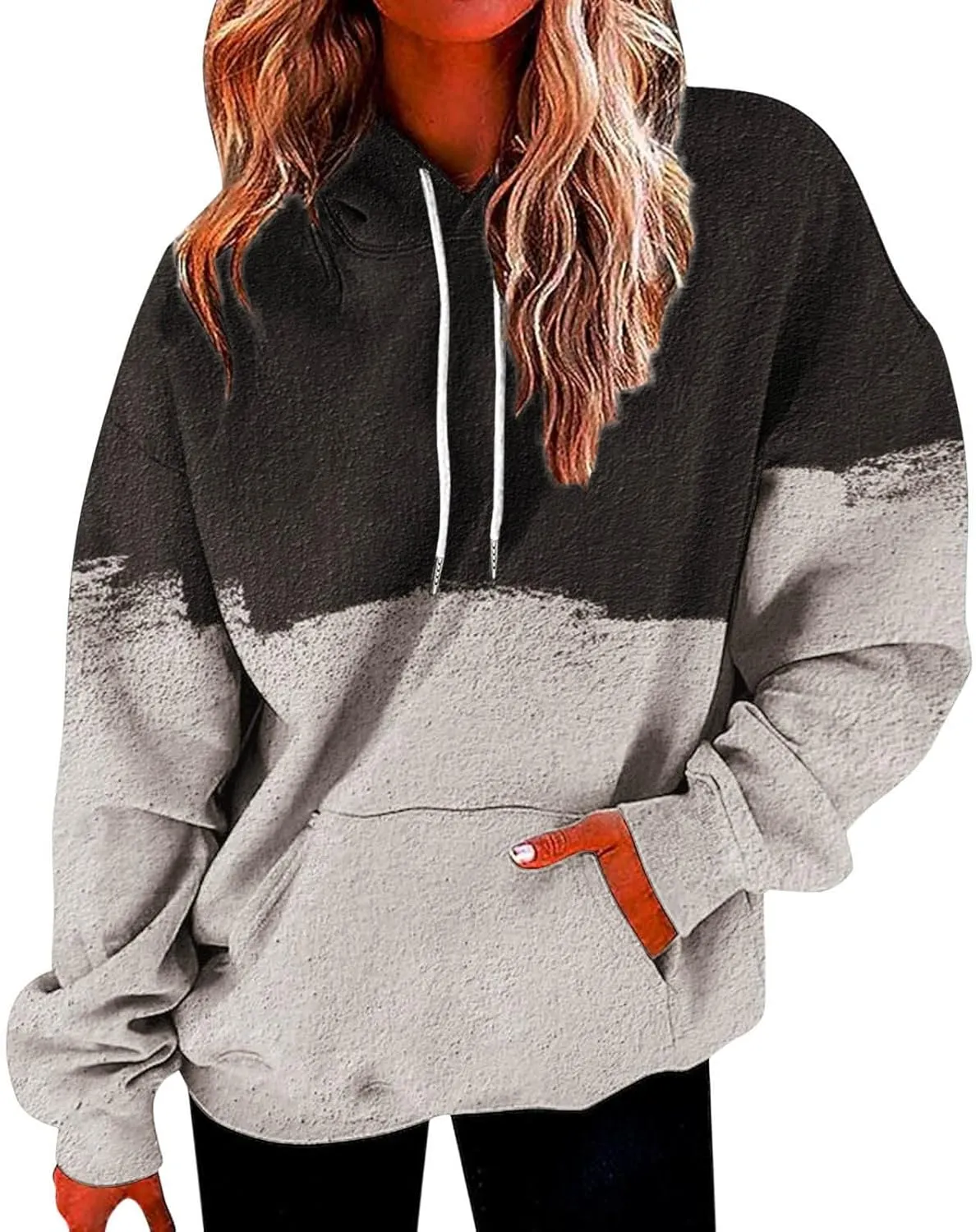 SHAOBGE Oversized Sweatshirt For Women Fall Fashion Long Sleeve Gradient Pullover Casual Loose Graphic Hoodies Y2K Tops