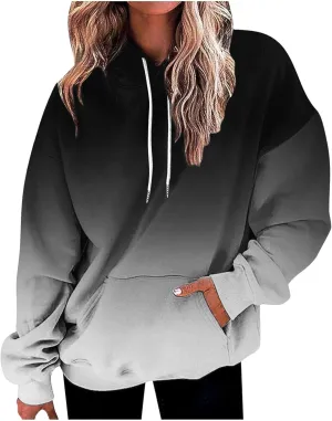 SHAOBGE Oversized Sweatshirt For Women Fall Fashion Long Sleeve Gradient Pullover Casual Loose Graphic Hoodies Y2K Tops