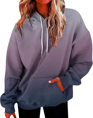 SHAOBGE Oversized Sweatshirt For Women Fall Fashion Long Sleeve Gradient Pullover Casual Loose Graphic Hoodies Y2K Tops