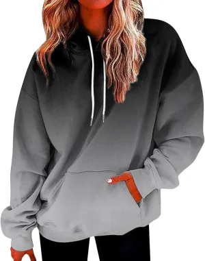 SHAOBGE Oversized Sweatshirt For Women Fall Fashion Long Sleeve Gradient Pullover Casual Loose Graphic Hoodies Y2K Tops