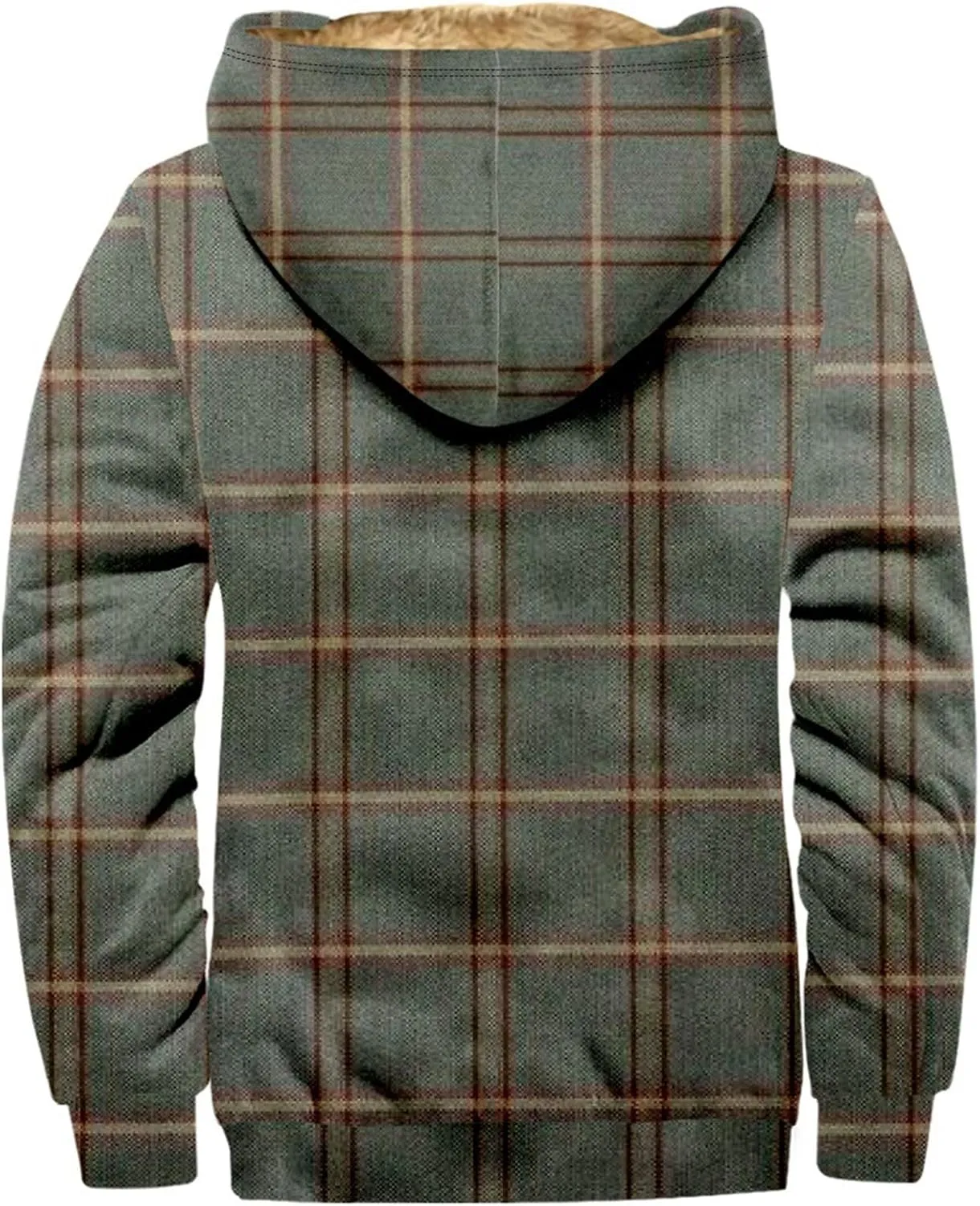 Sherpa Hoodie Men Winter Coat Plus Size Fleece Lined Jacket Hoodie Full Zip Thicken Warm Sweatshirt Outwear