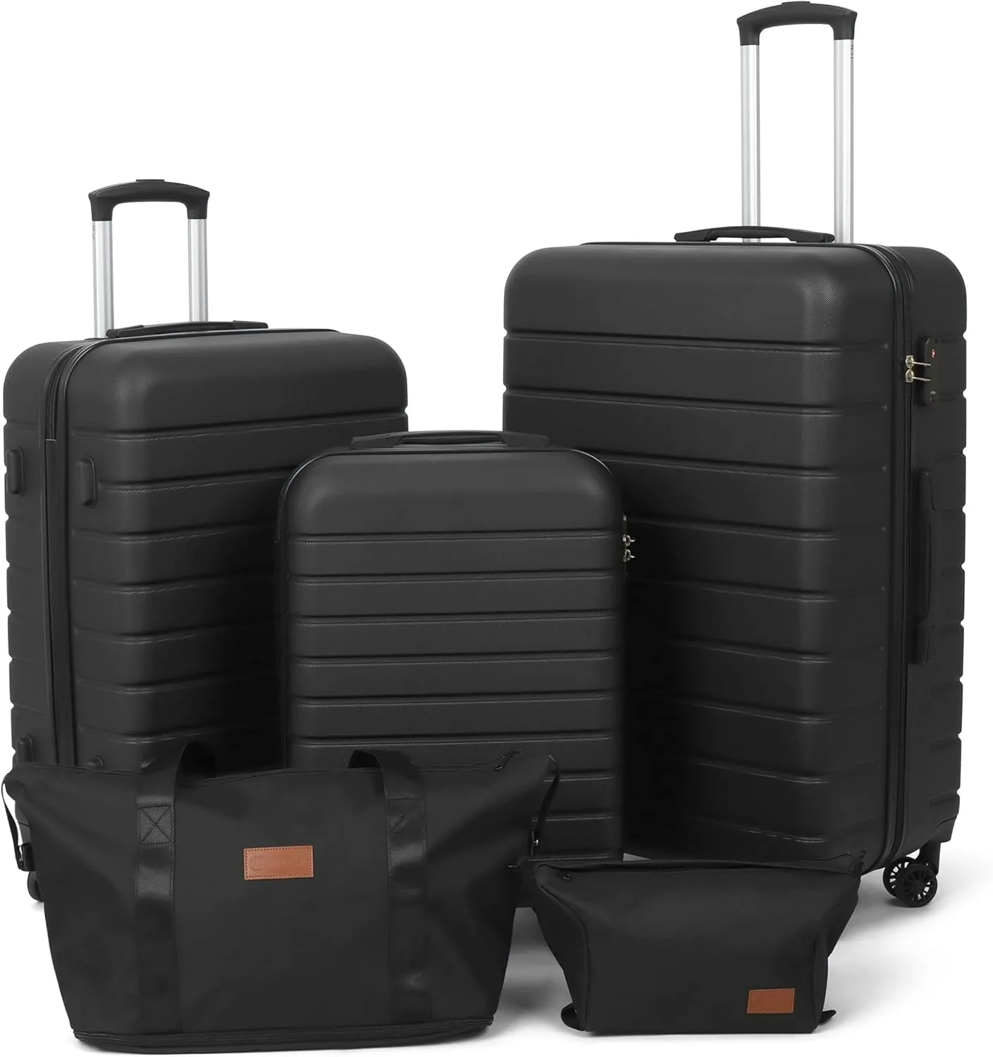 SIMPLI-MAGIC Luggage Set Suitcase Set with Spinner Hardshell Lightweight TSA Lock (5 Piece Set)
