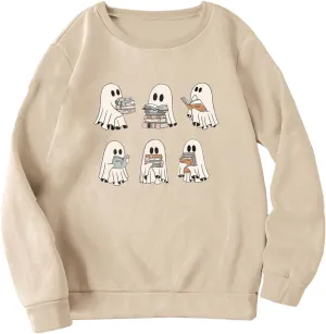 SOLY HUX Women's Halloween Sweatshirt Cute Graphic Print Long Sleeve Crewneck Shirts Fall Pullover Tops
