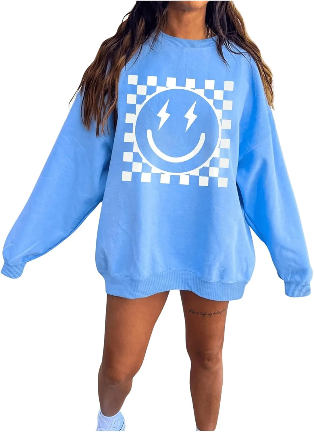SOLY HUX Women's Plus Size Crewneck Sweatshirt Cute Graphic Sweatshirts Casual Loose Long Sleeve Pullover Tops