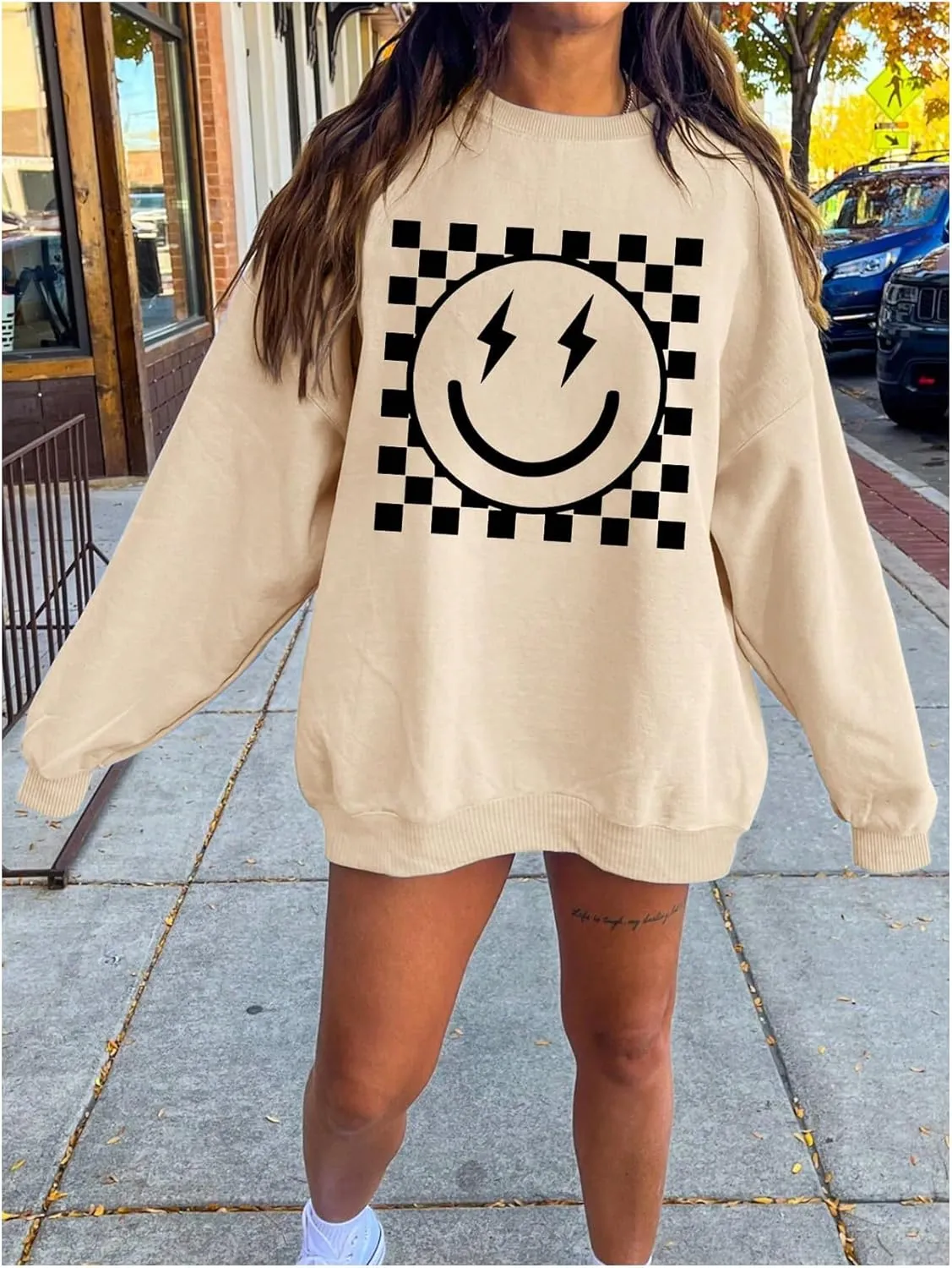 SOLY HUX Women's Plus Size Crewneck Sweatshirt Cute Graphic Sweatshirts Casual Loose Long Sleeve Pullover Tops
