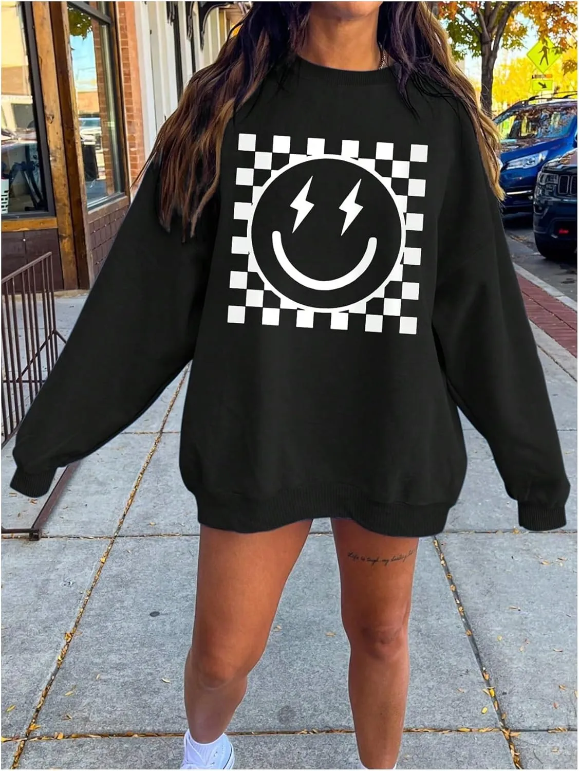 SOLY HUX Women's Plus Size Crewneck Sweatshirt Cute Graphic Sweatshirts Casual Loose Long Sleeve Pullover Tops