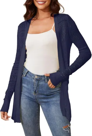 Spicy Sandia Womens Lightweight Crochet Cardigan Long Sleeve Boho Summer Sweater Beach Vacation Trendy Outfit
