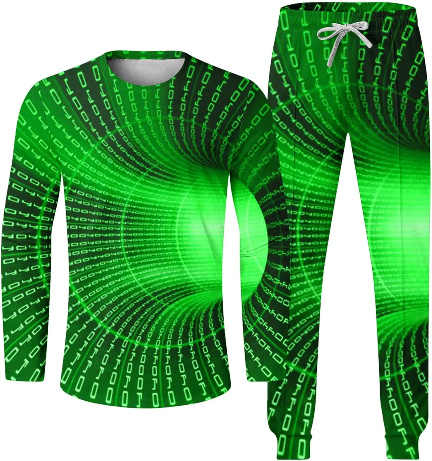 Sweat Suits for Men Set 2 Piece Fashion 3D Print Sport Tracksuit Set Long Sleeve Crewneck Sweatshirt and Pant Set