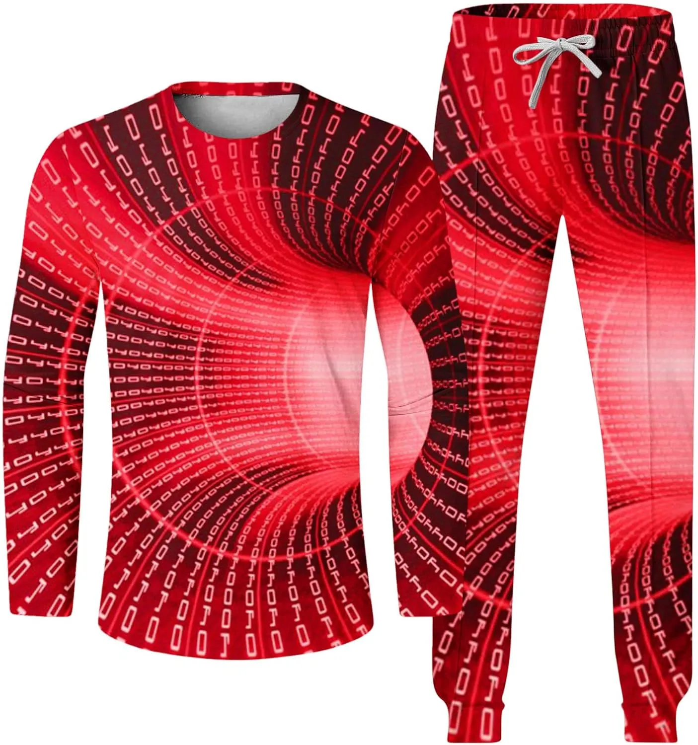 Sweat Suits for Men Set 2 Piece Fashion 3D Print Sport Tracksuit Set Long Sleeve Crewneck Sweatshirt and Pant Set