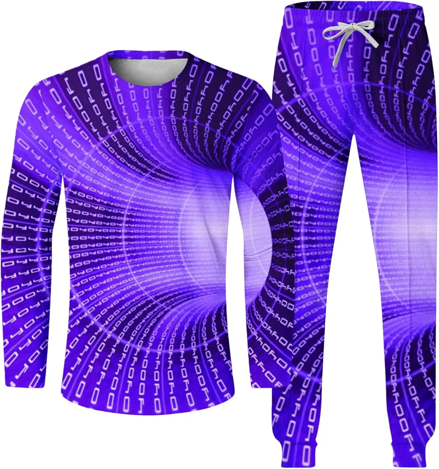Sweat Suits for Men Set 2 Piece Fashion 3D Print Sport Tracksuit Set Long Sleeve Crewneck Sweatshirt and Pant Set