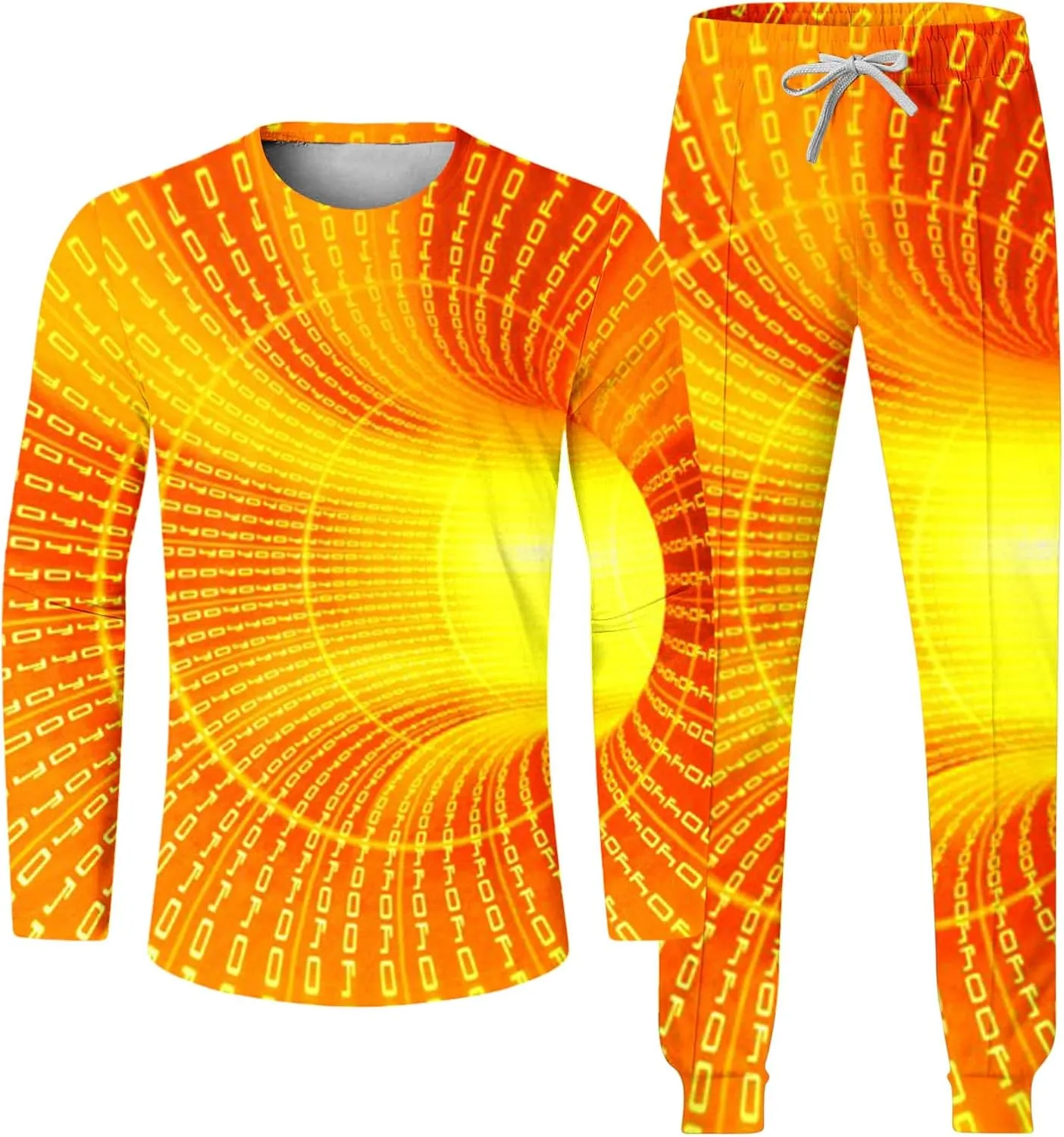 Sweat Suits for Men Set 2 Piece Fashion 3D Print Sport Tracksuit Set Long Sleeve Crewneck Sweatshirt and Pant Set