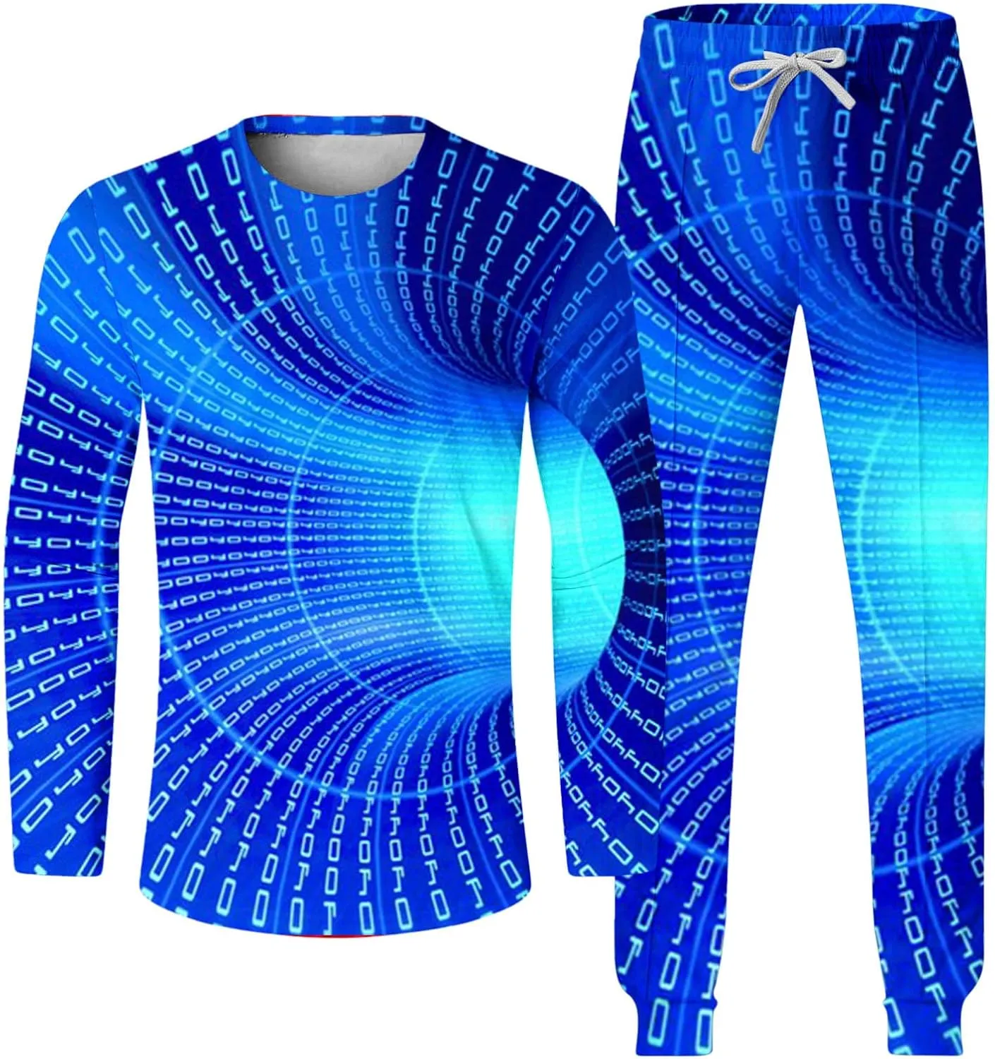 Sweat Suits for Men Set 2 Piece Fashion 3D Print Sport Tracksuit Set Long Sleeve Crewneck Sweatshirt and Pant Set