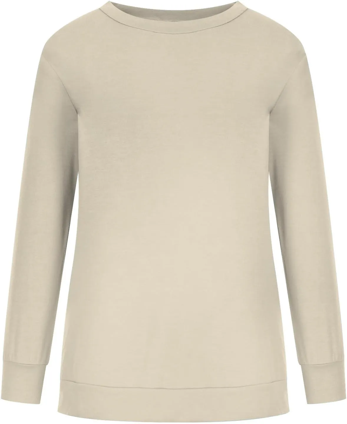 Sweater for Women Round Neck Long Sleeve Sweatshirt Casual Loose Fit Solid Colour Trendy Fall Pullover Tops 2024